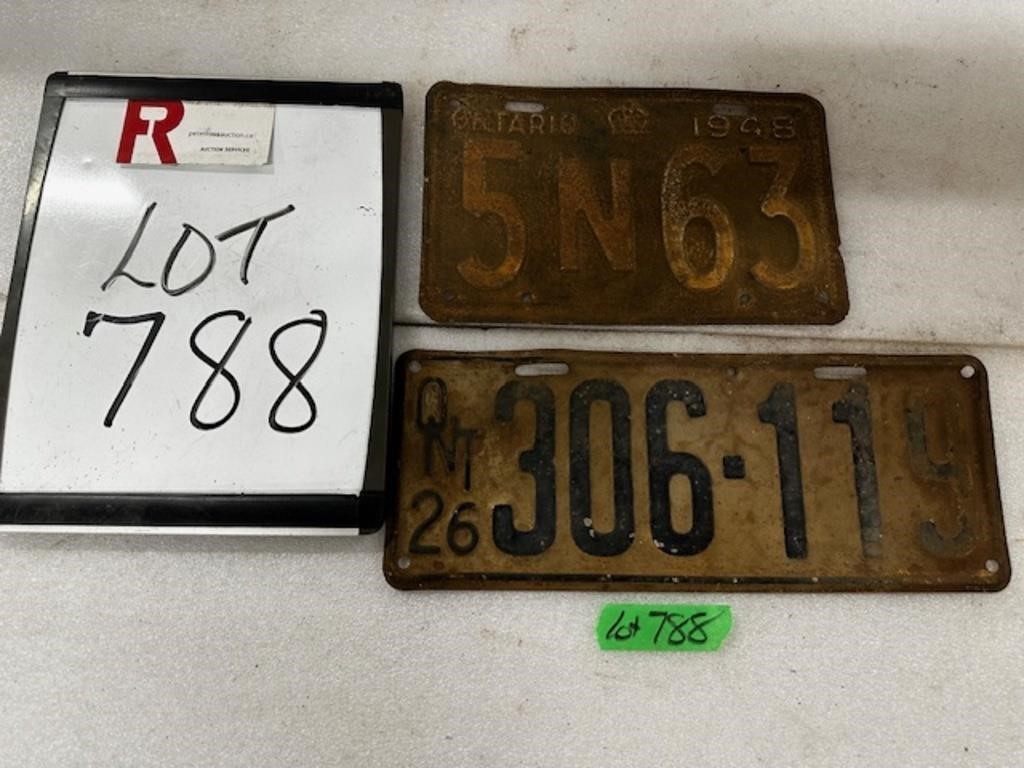1926 & 1948 Ontario Licence Plates