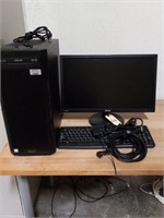 ASUS computer keyboard and monitor with cords