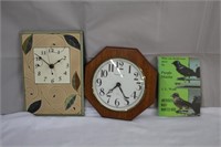 Two battery operated clocks, handpainted is 7.75