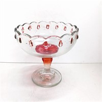 Footed glass bowl fruit red