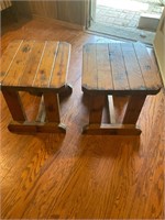 2- wood end tables sizes in pics