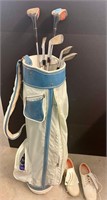 Vintage ladies golf bag and accessories shoes