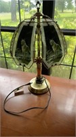 Brass and wolf glass lamp