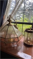 MCM beveled glass 8 light brass chandelier, 3