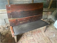 Heavy Wood Bench with leather seat- sizes in pics