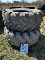 (2) Used Michelin 495/70R24 Backhoe Rear Tires