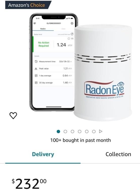 Ecosense RD200 RadonEye, Home Radon Detector,