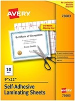 Avery Clear Self-Adhesive Laminating Sheets, 9" x