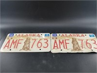 Pair of Alaskan license plates from 1976