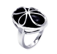 Sterling Silver Black Onyx Cross Ring