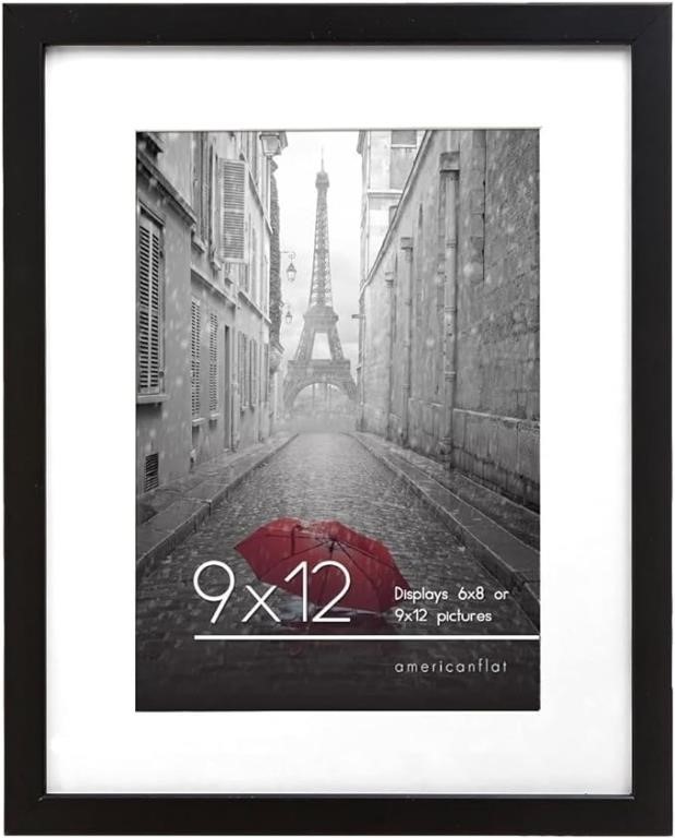 Americanflat 9x12 Picture Frame in Black - Thin