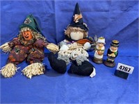 Fall Décor, Raggity Scarecrow & Witch, Pilgram