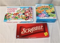 Scrabble, Candy Land & Hungry Hippos Board Games
