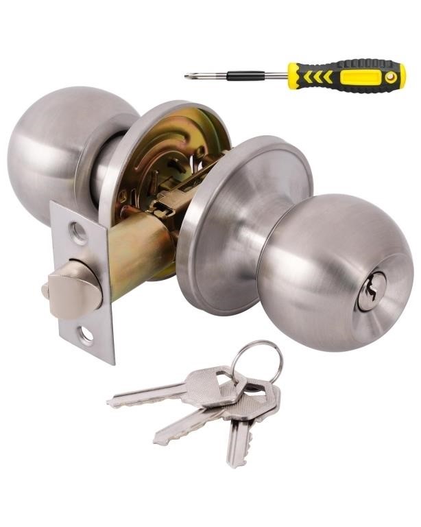 Entry Door Knobs with Lock and Keys,