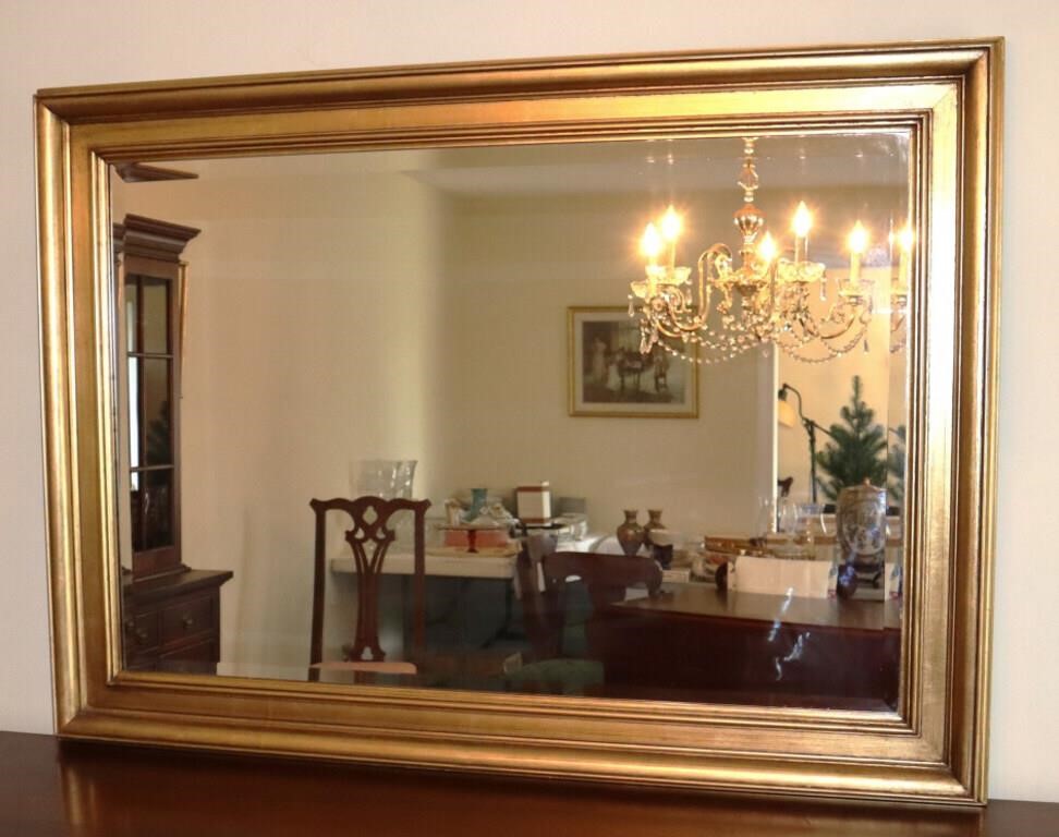 vintage gold framed beveled mirror