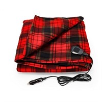 Heated Blanket, 12Volt, 59" x 43", Red/Black Pla