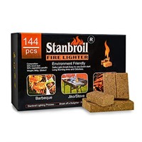 Stanbroil 144 pcs Natural Charcoal Fire Starters,