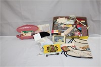 Large collection of sewing items including Singer