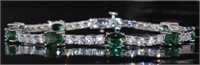Oval 13.60 ct Emerald & White Topaz Bracelet