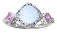 Cushion Cut White Opal Designer Ring