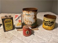 Five – vintage metal cans see pictures