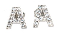 Brilliant White Sapphire A Monogram Earrings