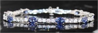 Oval 16.20 ct Blue & White Sapphire Bracelet