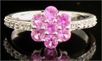 Antique Style Pink Sapphire Flower Ring