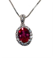 Elegant Ruby & White Sapphire Necklace