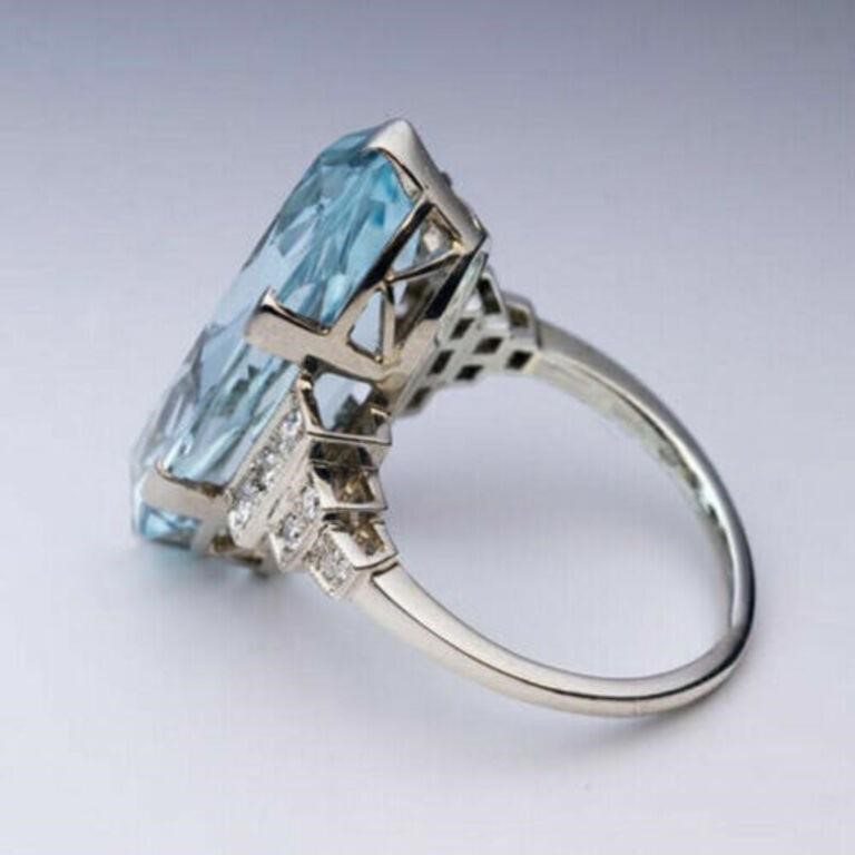 Jewelry zircon Charm Oval Cut Aquamarine Silver