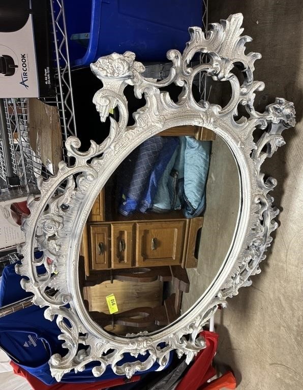 LARGE WOOD WALL MIRROR / SHABBY CHIC