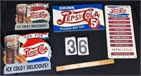 3 Wooden Pepsi signs & 1  Cardboard