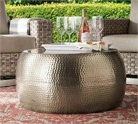 Metal Hammered Coffee Table Antique Silver Finish