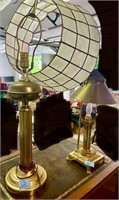 Brass lamps one with Chapiz shell shade