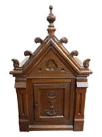 Oak Gothic Tabernacle with Carved Chalice