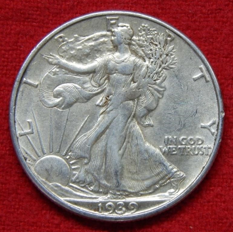 1939 D Walking Liberty Silver Half Dollar