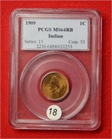 1909 Indian Head Cent PCGS MS64 RB