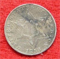 1856 Silver Three Cent Nickel  Type II