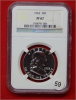 1962 Franklin Silver Half Dollar NGC PF67