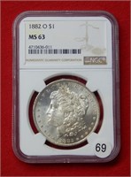 1882 O Morgan Silver Dollar NGC MS63