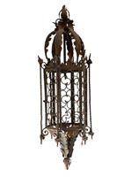 French Large Gothic Iron Lantern with Twisted Rods