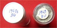 (2) Rolls of Jefferson Nickels 1963 & 1968S