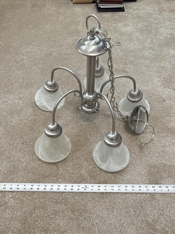 5 light silver tone chandelier
