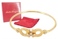 Ferragamo Gold Tone Bangle Bracelet