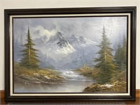 Large signed W. Ross oil on canvas mount scene
