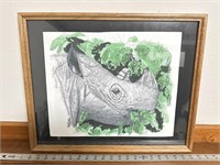 Signed and numbered rhinoceros print 5/20