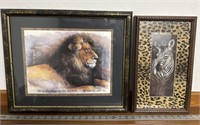 Lion and zebra prints wall hangings