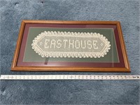 East house handmade doily framed and matted