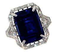 14k Gold 9.77 ct Emerald Sapphire & Diamond Ring