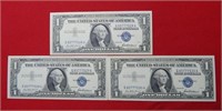 (3) 1957 $1 Silver Certificates - Consecutive #s